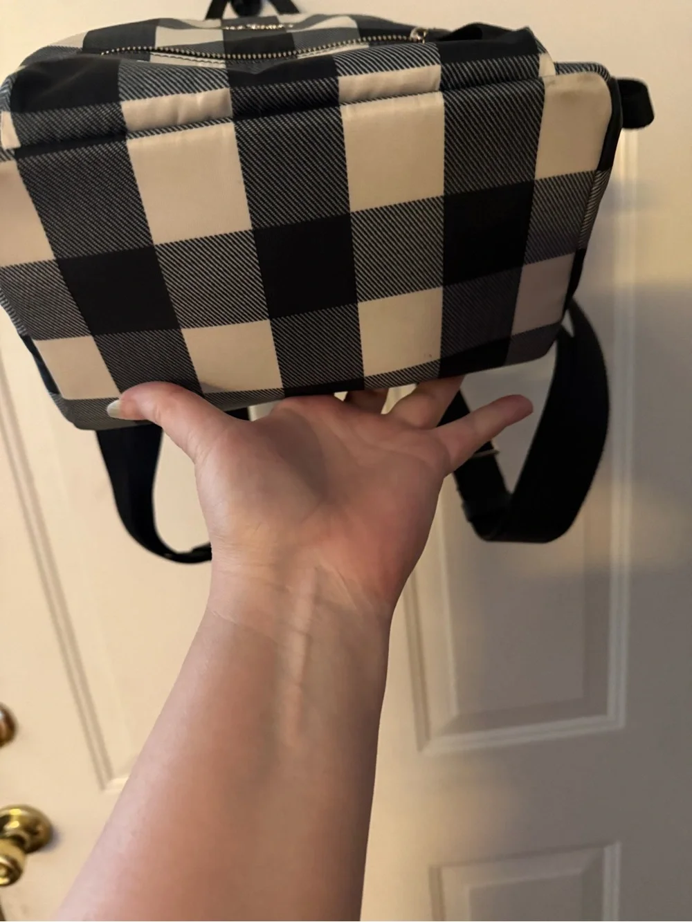 kate spade Black and White Gingham  Backpack with lanyard - Picture 2 of 6